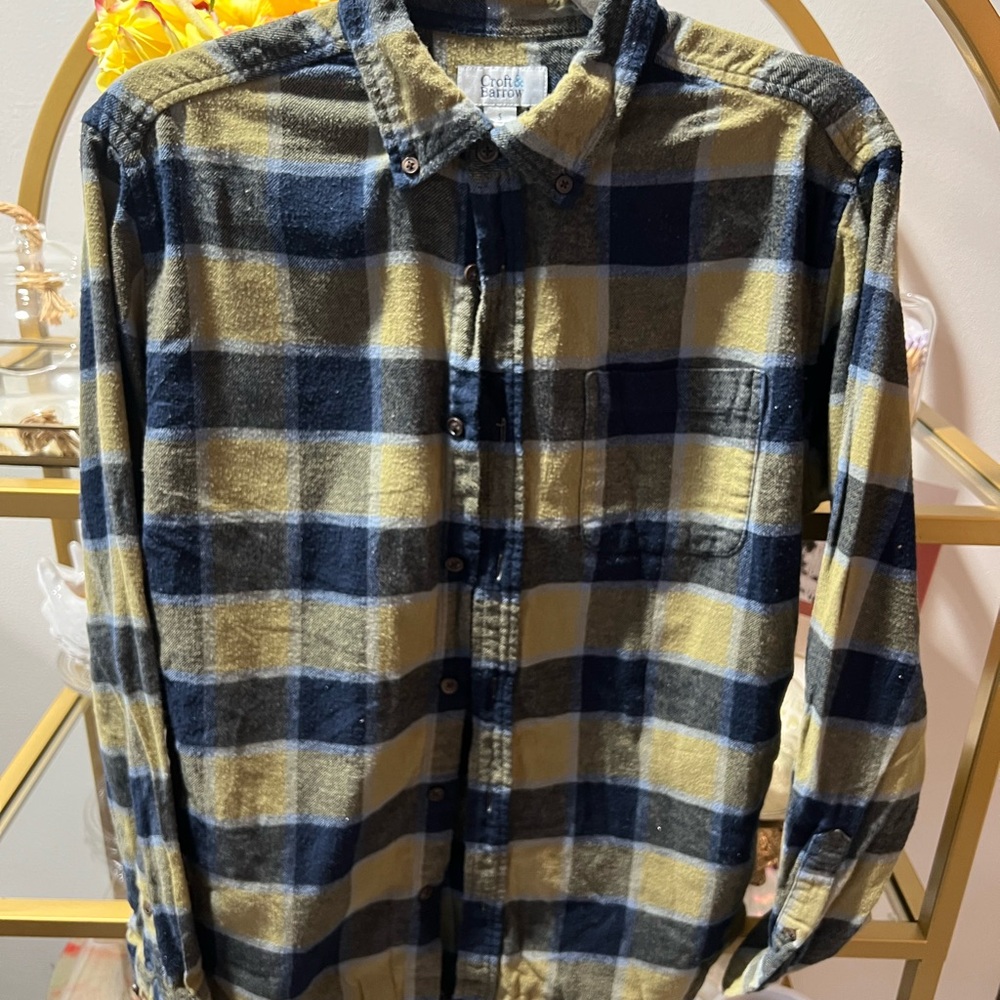 Croft & Barrow Navy and olive Checkered Shirt